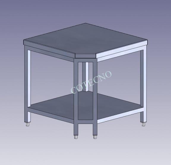 Mesa de trabajo de esquina de acero inoxidable con estante de almacenamiento - WP