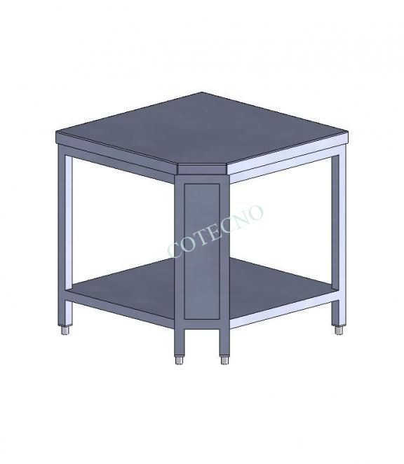 Mesa de trabajo de esquina de acero inoxidable sin estante de almacenamiento - WP