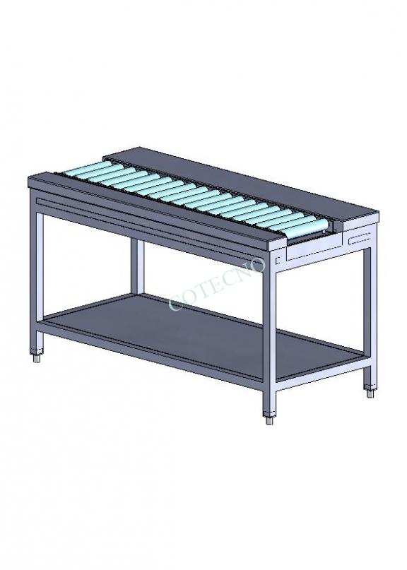 Mesa de trabajo de acero inoxidable con transportador de rodillos - WP