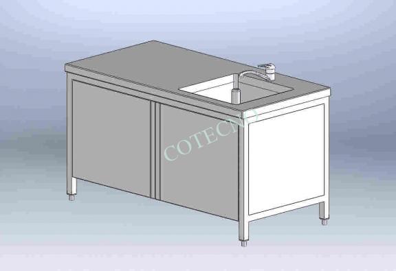 Fregadero de acero inoxidable de 1500 mm de ancho - WP