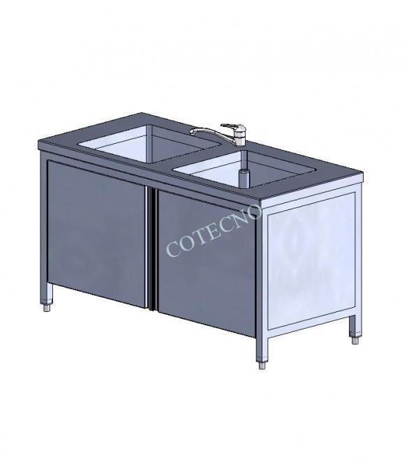 Fregadero de acero inoxidable de 1500 mm de ancho - WP