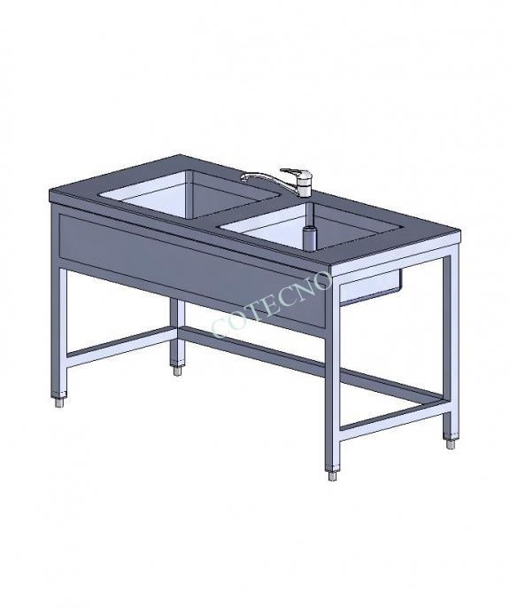 Fregadero de acero inoxidable de 1500 mm de ancho - WP
