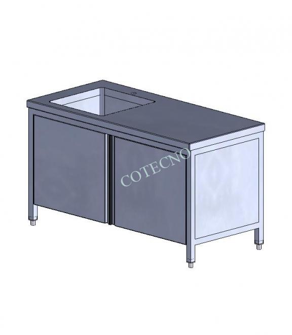 Fregadero de acero inoxidable de 1500 mm de ancho - WP