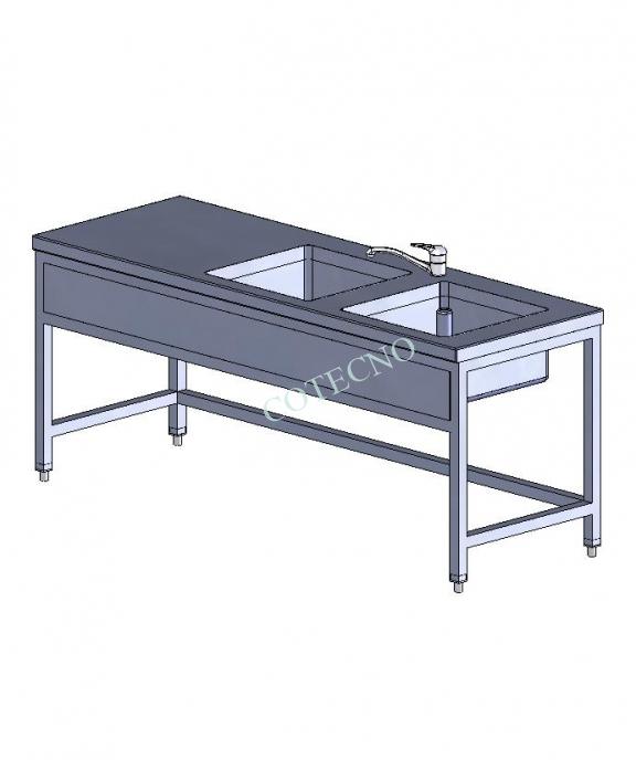 Fregadero de acero inoxidable de 2000 mm de ancho - WP