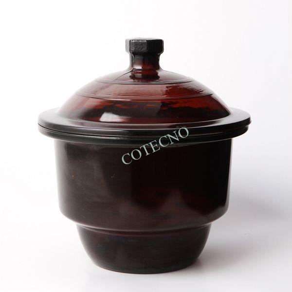 Desecador, vidrio ambar, con plato de porcelana - WP