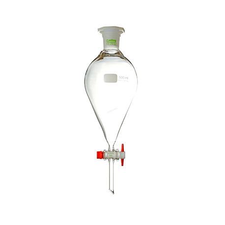Embudo de separacion, con llave de vidrio y tapon de PE / vidrio, forma conica - WP