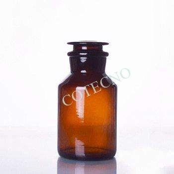 Botella de reactivo, boca ancha de vidrio ambar con vidrio esmerilado o tapon de plastico 30 ml-5000 ml - WP