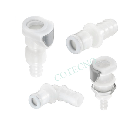 Enchufe y enchufe en linea, con valvula, lengueta de manguera de 3/8" - WP