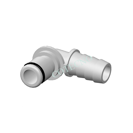 Tapon acodado, sin valvula, lengueta de manguera de 3/8" - WP