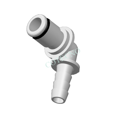 Tapon acodado, sin valvula, lengueta de manguera de 1/4" - WP