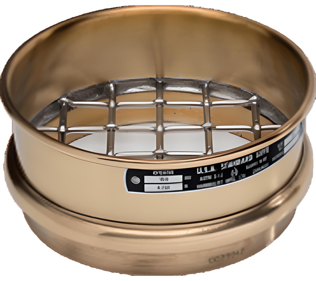 Tamiz estandar de 5'', de diametro, 5/8'' (16 mm) de malla inoxidable con marco de laton y 1.5'' de profundidad - WP