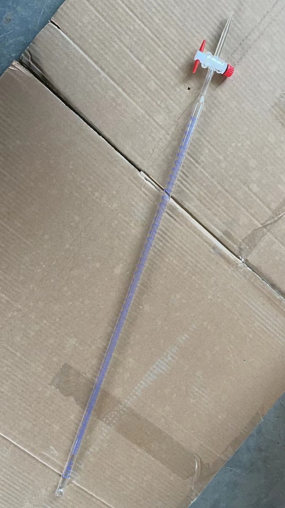 Bureta schellbach linea azul fondo blanco, con llave PTFE, grado a, 50ml - WP