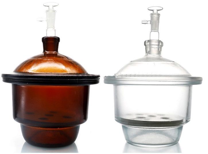 Desecador de vacio de vidrio, con plato de porcelana y llave de porcelana, BellDesVacVidpor-300 - WP