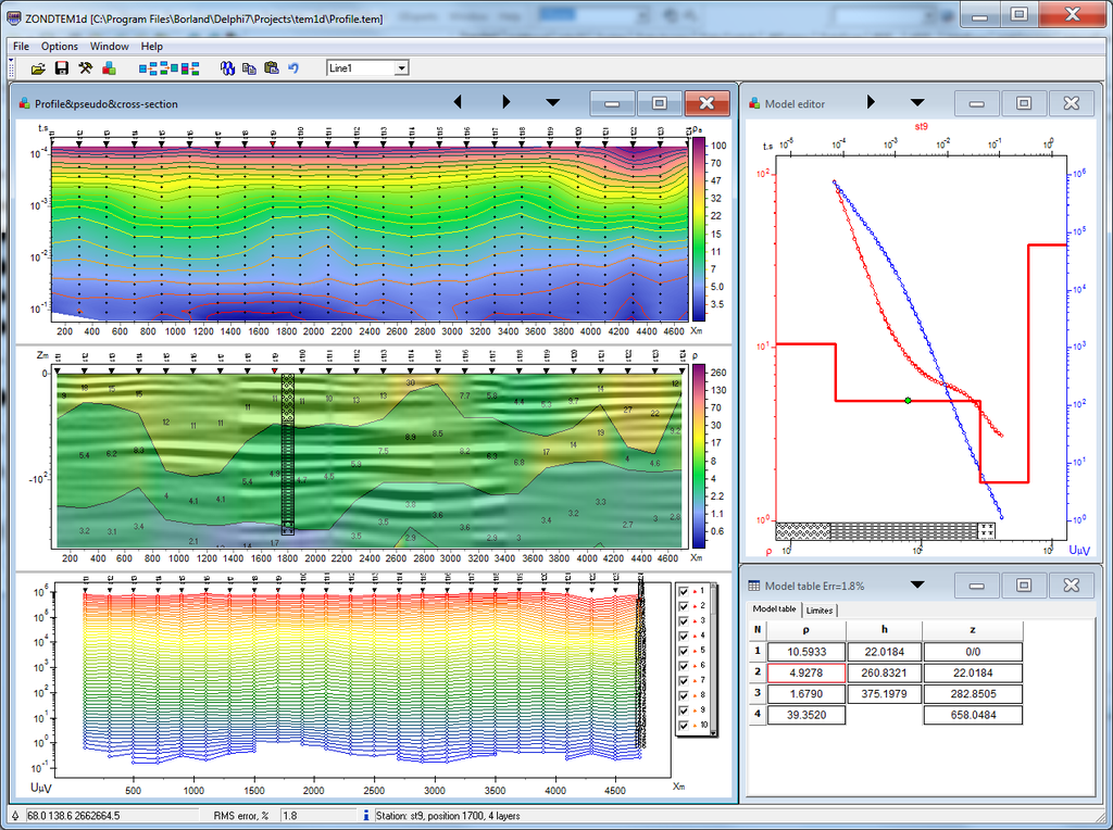 Interpretacion de datos de sondeo TEM 1D GeoDevice-ZondTEM1d - WP