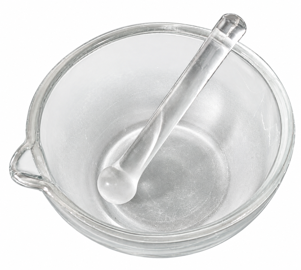 Mortero de vidrio con pistilo de vidrio, 120mm - 24pcs/ctn