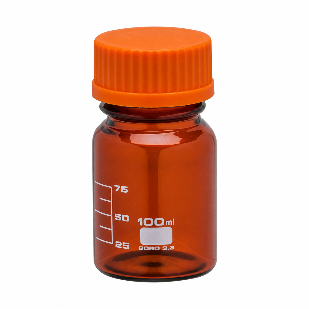 Frasco Ambar de 100 ml con tapa plastica