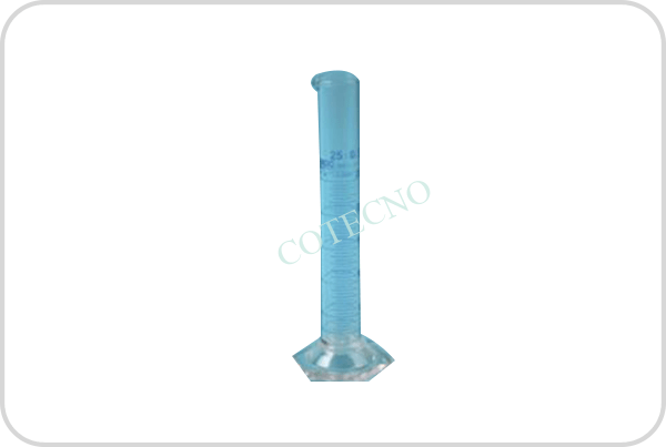 Probeta de vidrio de 25 ml con base hexagonal de vidrio. CH