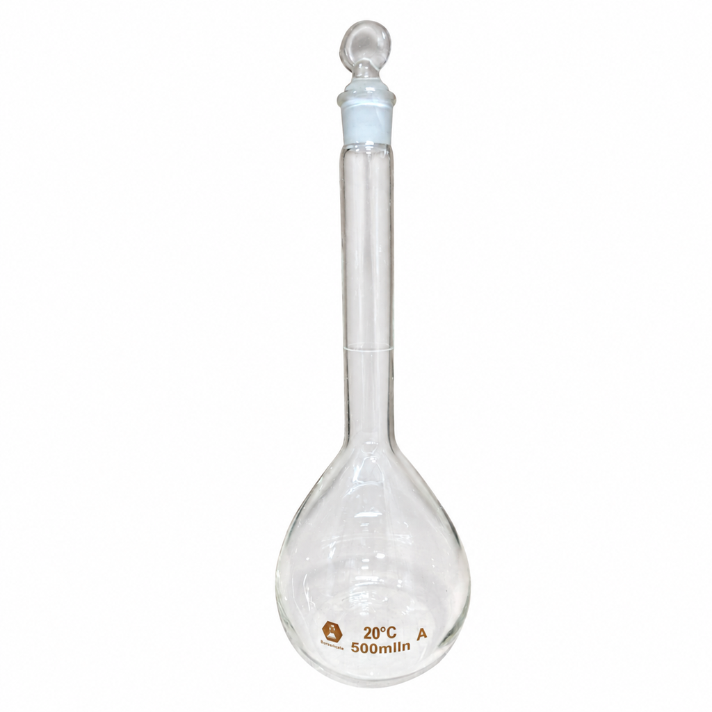 Matraz Volumetrico, 500ML, Vidrio Boro 3.3, Clase A