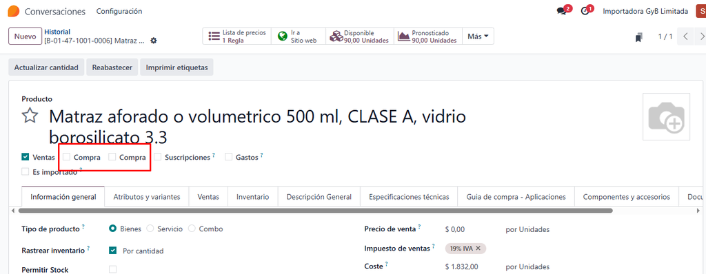Matraz aforado o volumetrico 500 ml, CLASE A, vidrio borosilicato 3.3