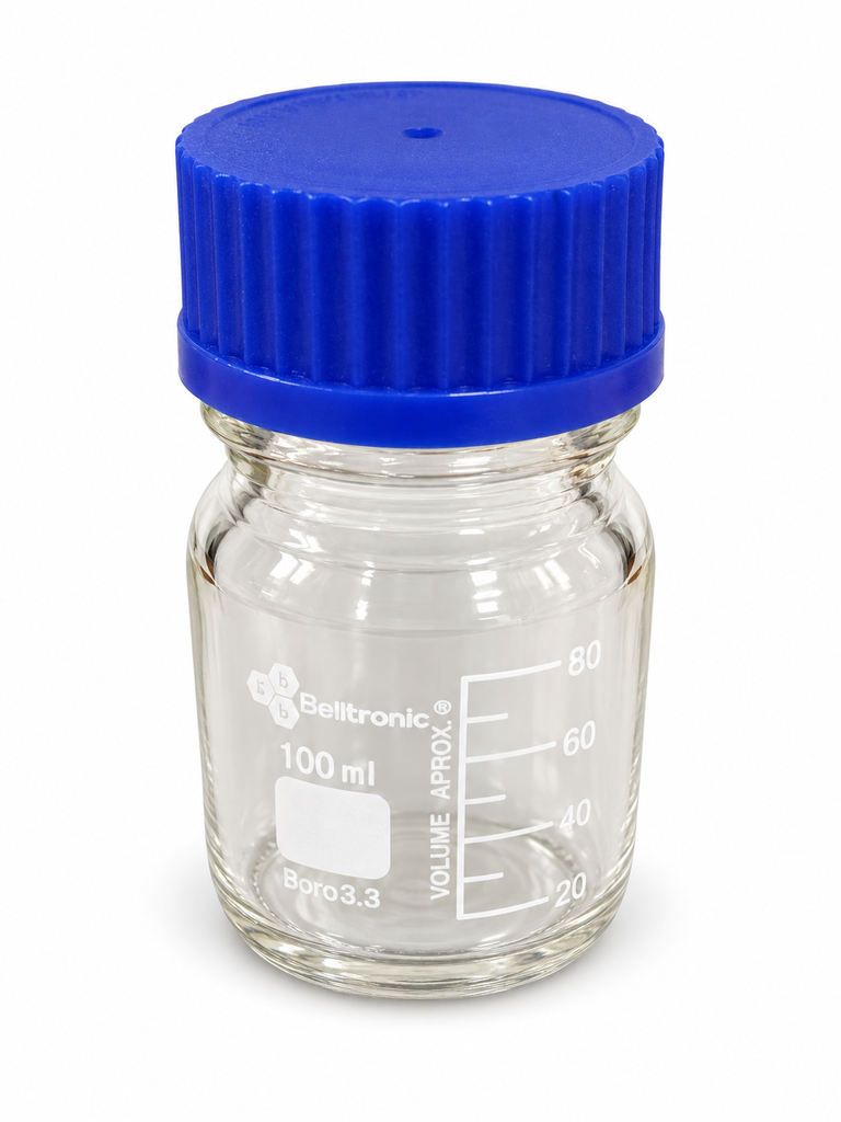 Botella tapa azul o tapa rosca de 500 ml de vidrio borosilicato 3.3