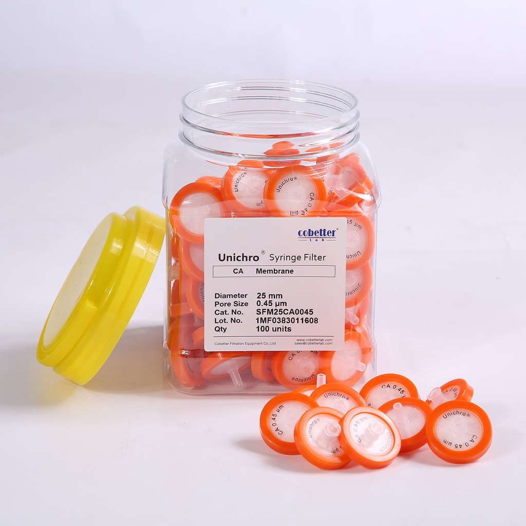 Filtro jeringa de acetato de celulosa hidrofilico de 33mm Ø de 0.45μm absolutos