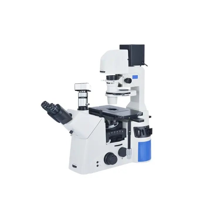Microscopio biológico invertido cabezal trinocular 4X AN = 0,30 WD = 7,40 mm