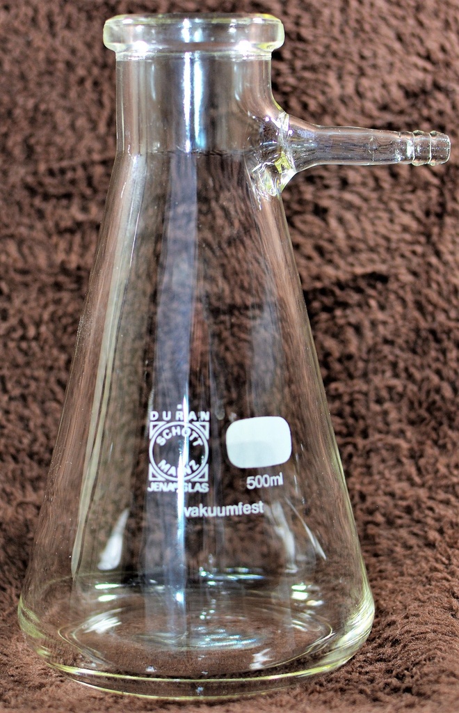 Matraz de filtracion kitazato, vidrio transparente, tubuladura superior 1000ml