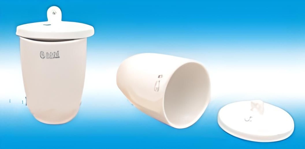 crisol porcelana, pared alta esmaltado 40ml, borde 42mm, interno 27mm, alto 54mm