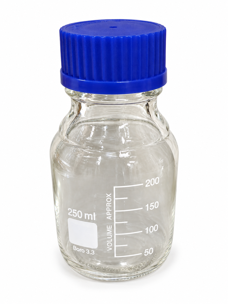 Botella tapa azul o tapa rosca de 500 ml de vidrio borosilicato 3.5