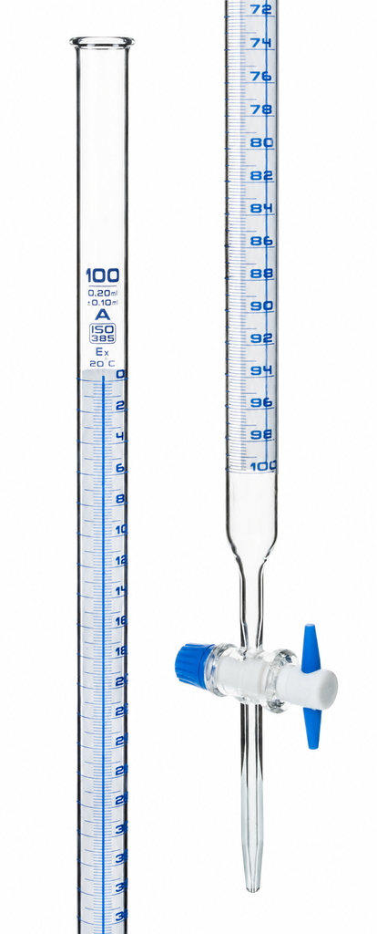 Bureta schellbach 100 ml, vidrio borosilicato 3.3