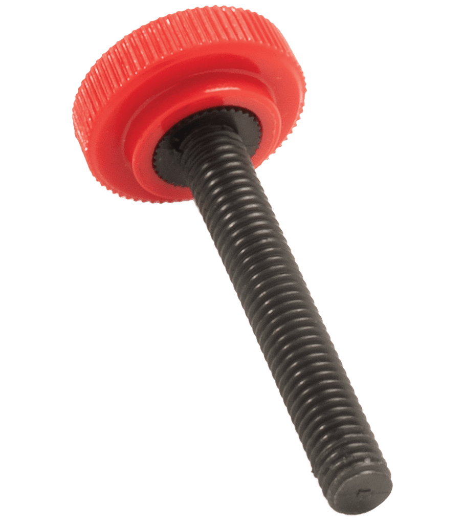 Conjunto de tornillos de cabeza hueca, 10-32x1 1/4', nailon negro con tapa de plastico roja anadida