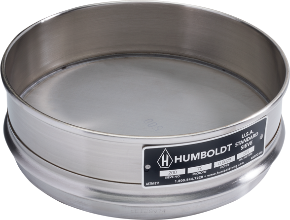 Tamiz de calibracion de 8" de diametro, Humboldt, fabricado en USA bajo ASTM E11