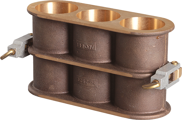 Molde cilíndrico para hormigón, 51 x 102 mm (2" x 4"), triple, bronce