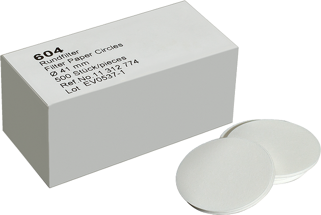 Papel de filtro, 41 mm (sin cenizas), caja de 500 unidades