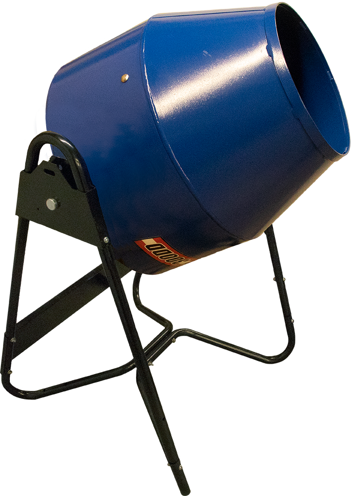 Mezclador utilitario con capacidad de 5,5 pies cubicos. Pie. Tambor de acero, motor de 1/2 HP