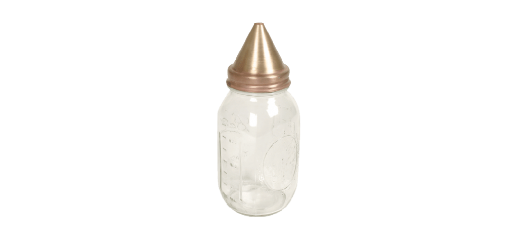 Parte superior del picnómetro y frasco de vidrio