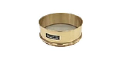 Tamiz, 12'' de diametro, No.200 (75μ), 4'' de profundidad, marco de laton, malla inoxidable con tela de respaldo