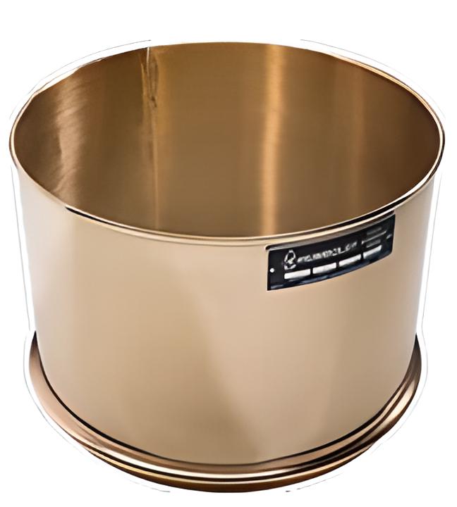 Tamiz estandar, 12" diam., malla de acero inoxidable, marco de bronce de 3" (75mm)