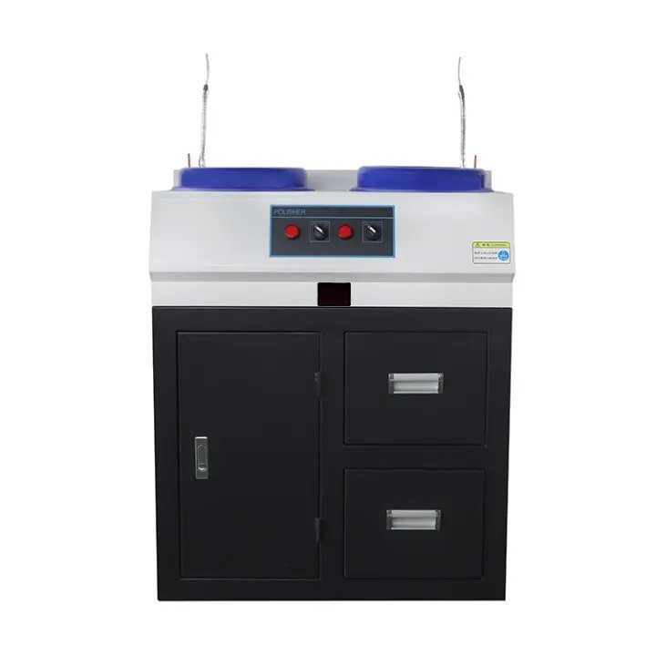 Maquina pulidora metalografica, fresadora de sobremesa, doble disco, diametro 203 mm, velocidad fija de 1400 rpm (900