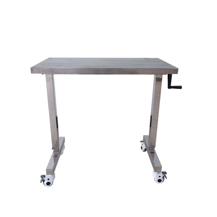 Mesa elevadora de acero inoxidable con manivela manual