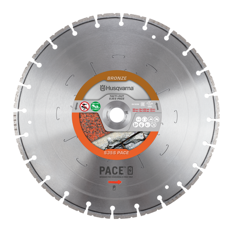 Husqvarna Tacti-Cut S35S 12" discos diamantados - PACE serie, 25.4mm Arbor