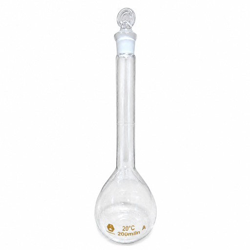 [MatVolVid200B3.3A] Matraz Volumetrico, 200ML, Vidrio Boro 3.3, Clase A