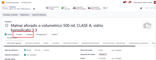 [B-01-47-1001-0006] Matraz aforado o volumetrico 500 ml, CLASE A, vidrio borosilicato 3.3