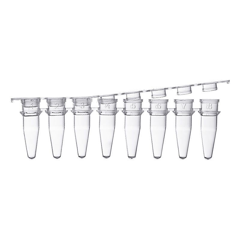 Tubo PCR esteril 8 filas 0,2 ml, paquete de 125 tiras de 8 tubos