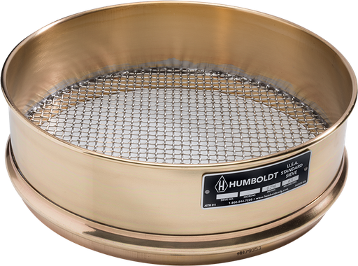 [H-3912FS500-old] Tamiz, 12'' de diametro, malla No 500 (25U), altura completa, marco de laton, malla inoxidable, Humboldt, fabricado en