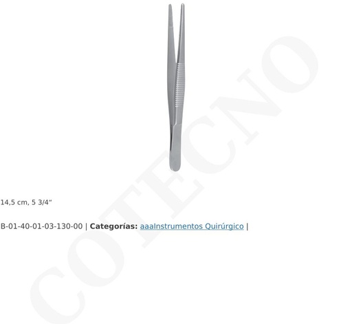 [B-01-40-01-03-130-00] Pinza de pulgar/ pinza anatomica P/vendajes 14cm, Acero inox302 Doble proteccion