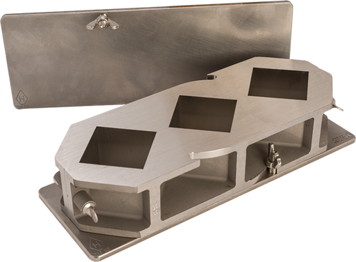 [H-2802] Molde cubico, 3 unidades de acero inoxidable diagonal con placa superior