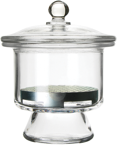[H-4960] Tarro y plato desecador con tapa, 5'' (128 mm) de diametro
