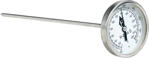 [H-2631D] Termometro, Esfera, Escala Doble, Vastago Largo de 8'', 25 a 125°F/0 a 50°C