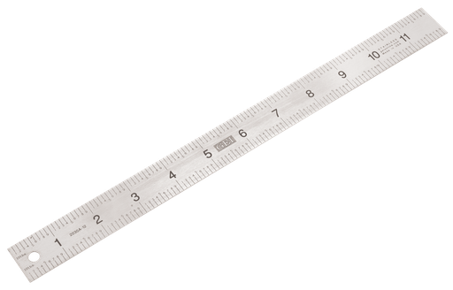 [H-3215.11] Regla de acero inoxidable de 12 pulgadas, graduaciones de 0,1 pulgadas